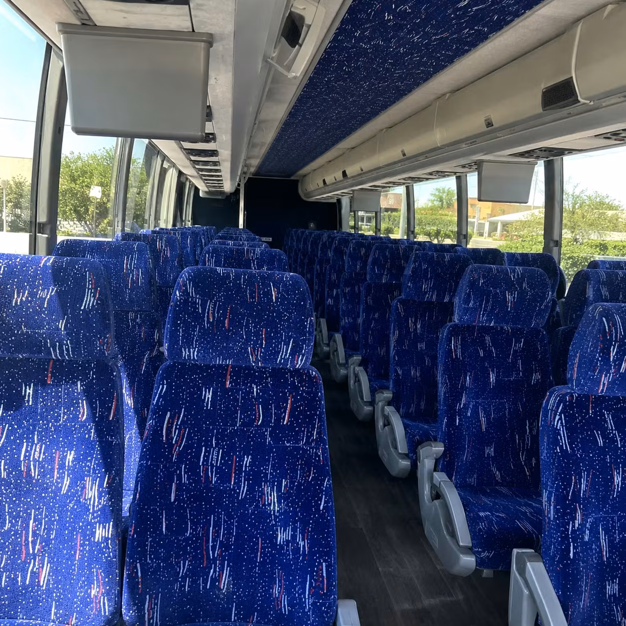 des moines charter bus rental interior
